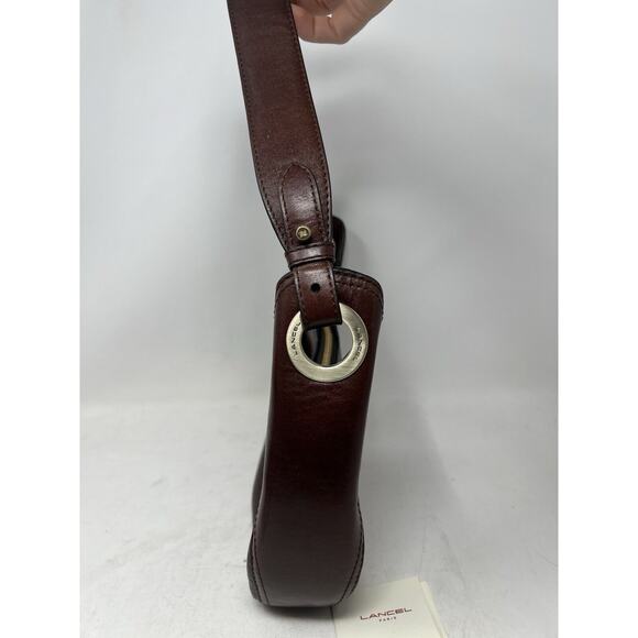 Lancel [Authentic] Curb‎ Dark Brown Leather Weave Gold Chain Shoulder Bag, EUC - Picture 6 of 13